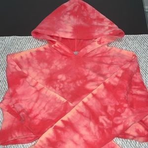 Cropped tie dye pink hoodie